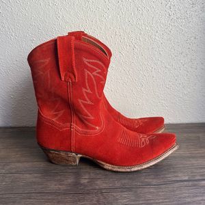 Dan Post Women's Boots Standing Room Only Cowgirl Red Ankle Booties Size 7.5 US